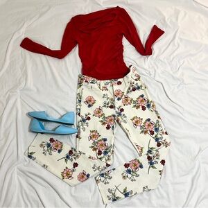 Talbots Floral Print Skinny Jeans - Multicolor Florals on Cream